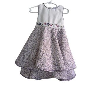 VTG B.T. Kids Dress Floral Lavender White Sleeveless Toddler Girl 2T
